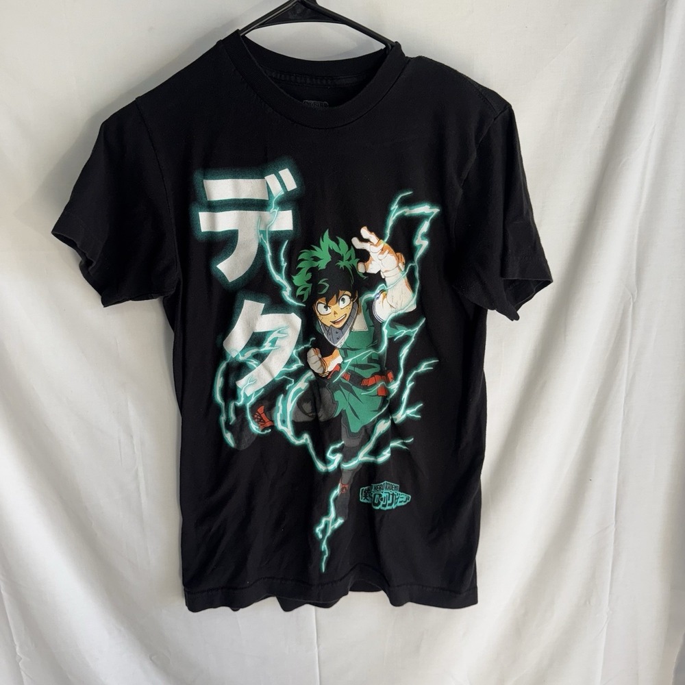 My Hero Academia Deku Smash Anime Officially Licensed Adult T-Shirt Black Small